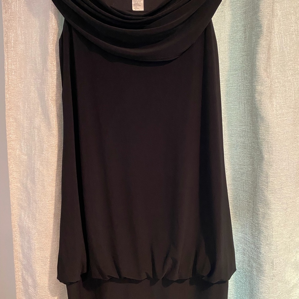 Black draped neck banded bottom dress